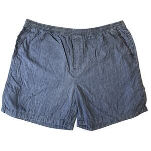 Basic Editions Women Shorts XL Blue Button 6" Inseam 42" Waist Elastic Denim